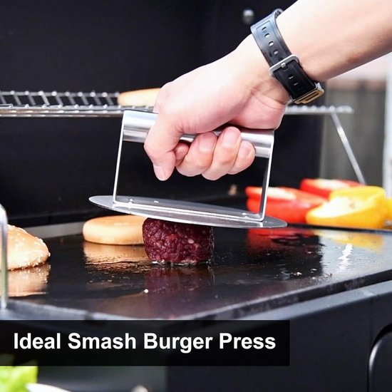 Manucode Burger Smasher, Roestvrij staal Steakpers voor Bakplaat