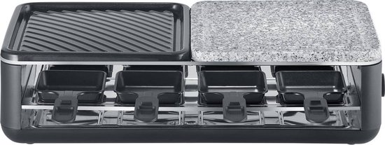 Severin RG 2366 Black Line gourmetstel - Natuursteen en keramisch grilloppervlak - 8 Personen - Temperatuurinstelling - Vaatwasserbestendig - 8 Pannetjes met parkeerfunctie — afbeelding 4