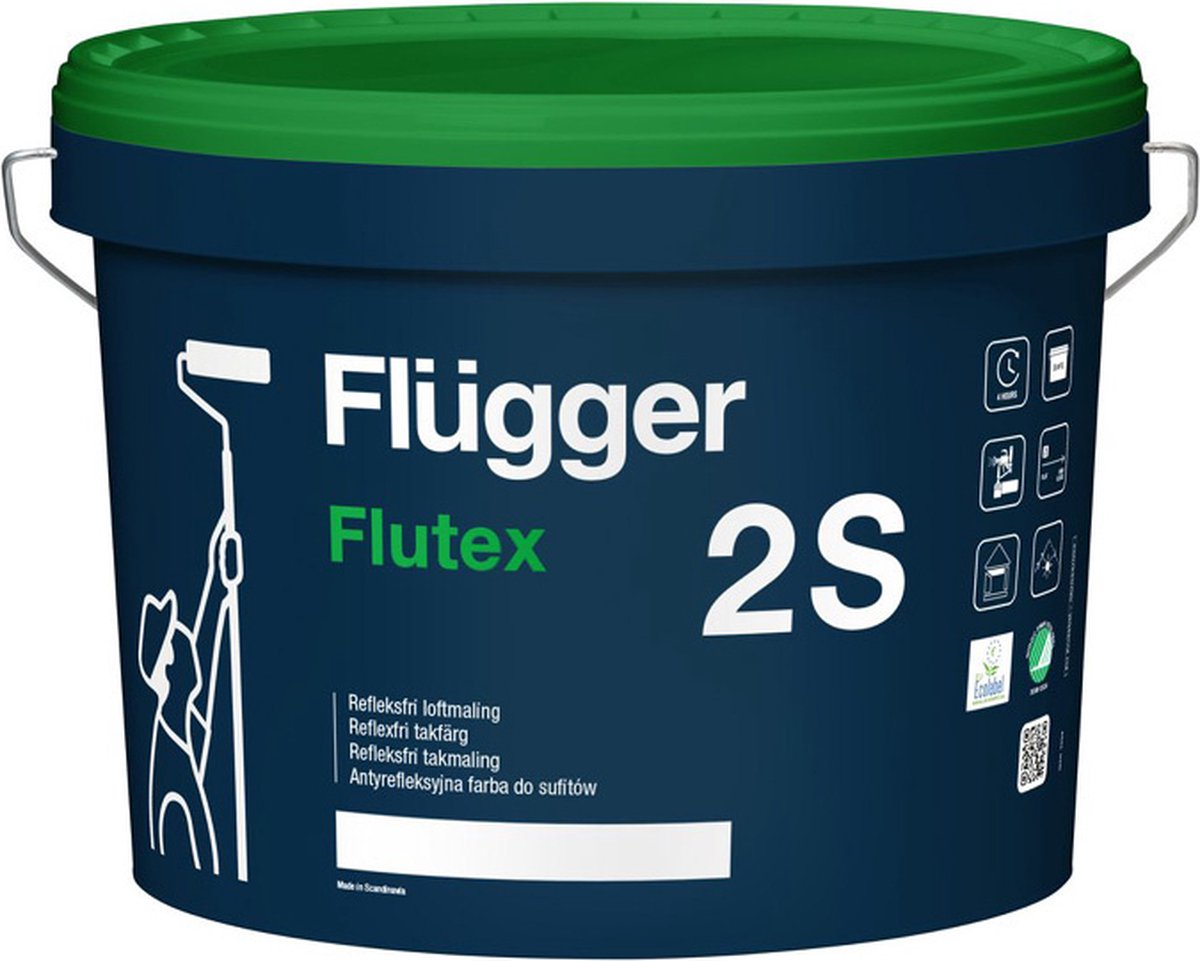 Flügger Flutex 2S Wand- en Plafondtex Mat RAL 9010 10 Liter