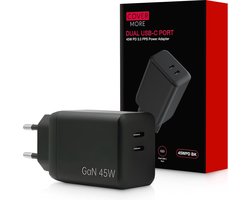 45w usb C adapter - snellader usb C - super fast charger - met 2 usb C poorten - snel oplader - voor tegelijk opladen - smartphone, tablet, laptop