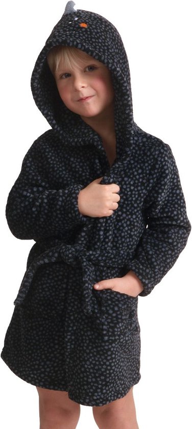 Fleece kinderbadjas dinosaurus - met capuchon-128