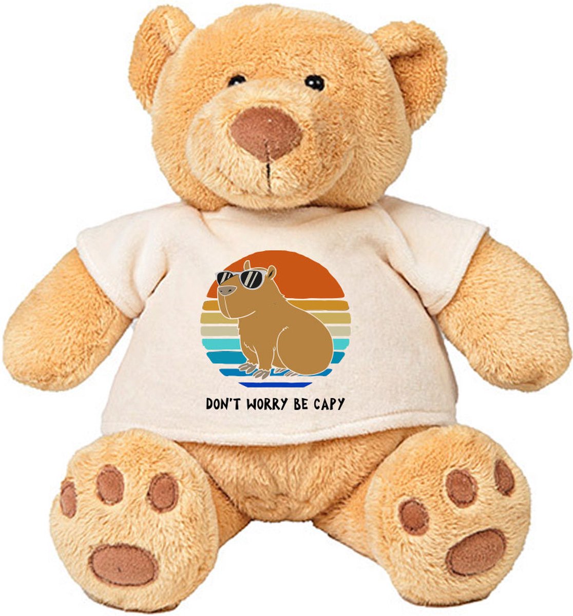 Pluche Beer Don't Worry Be Capy - dieren - capibara - knaagdier - knuffel - kado - beertje