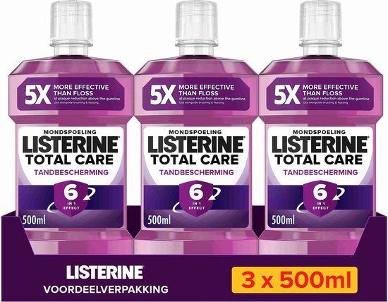 Foto: Listerine mondwater total care tandbescherming mondspoeling complete bescherming voor sterke tanden 3 x 500 ml