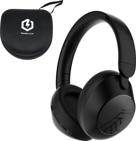 PowerLocus Orion - Koptelefoon Draadloos – Koptelefoon Bluetooth - met ENC Microfoon – 70 Uur batterijduur - Memory Foam Oorkussens - Wireless & met Aux kabel Mode – incl. Premium Case - Zwart