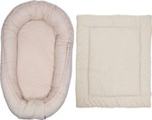 MamaLoes - Teddy Boucle Babynest & Boxkleed Set - Omkeerbaar - Naturel - Zacht Katoen & Teddy Stof - Met Koordjes & Drukkers - 80x100 cm - Vanaf Geboorte