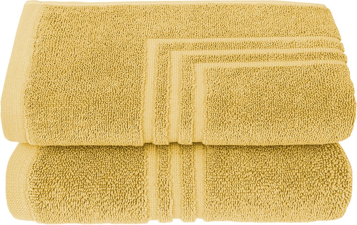 La'Moussawi ® Luxueuze Set van 2 Goudkleurige Badmatten van Hoogwaardig Katoen, Antislip en Wasbaar