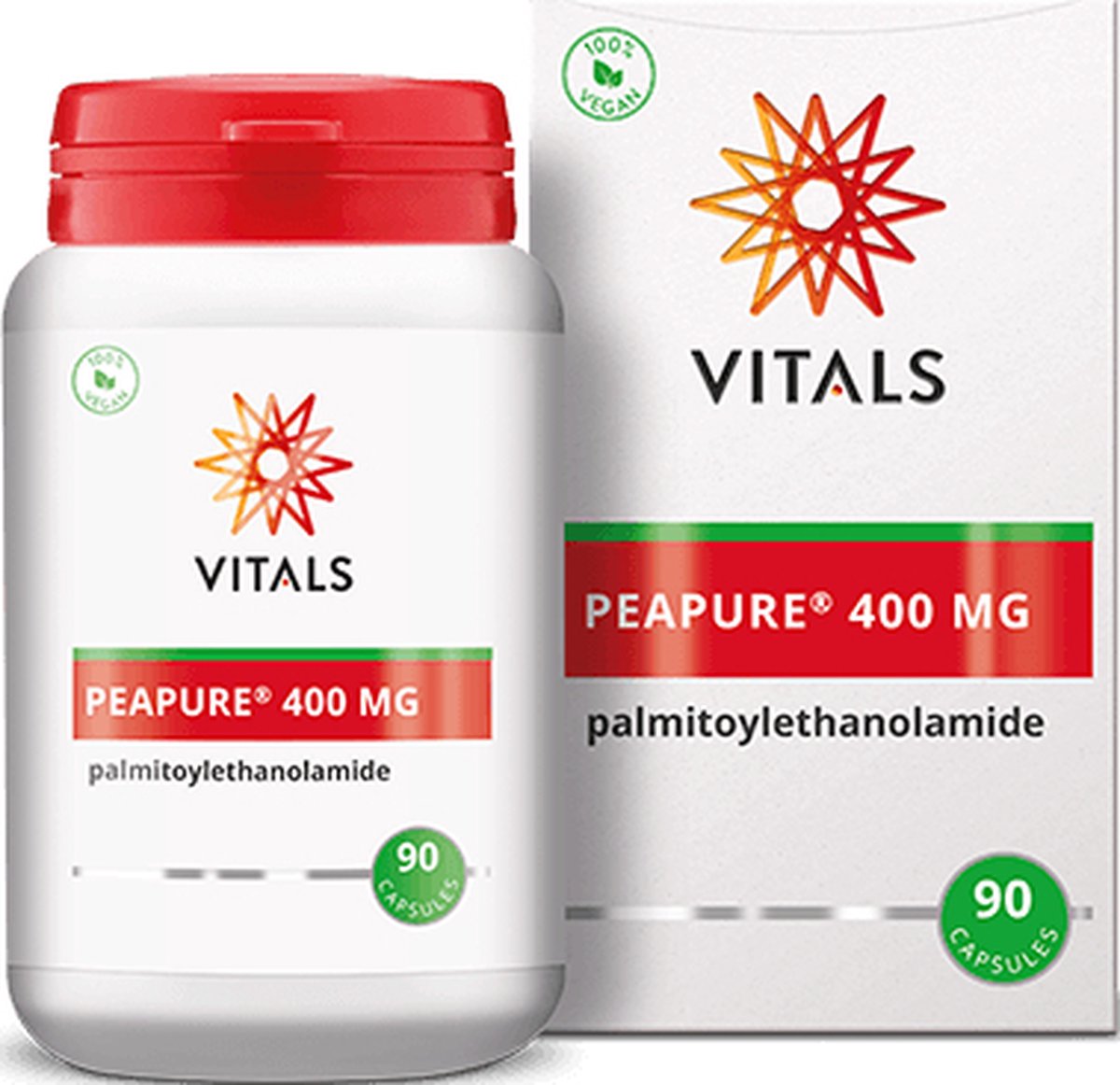 Goedkoopste Vitals Peapure® 400 mg - 90 capsules. Zuivere en hoog gedoseerde palmitoylethanolamide (PEA).