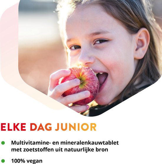Vitals Elke Dag Junior - 90 kauwtabletten - multivitamine. Voor kinderen. Multivitamine- en mineralenkauwtablet met zoetstoffen uit natuurlijke bron.