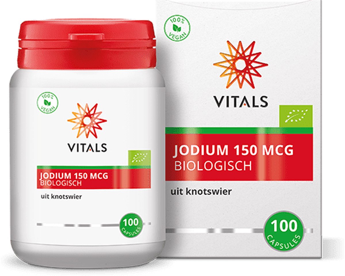 Goedkoopste Vitals Jodium Biologisch 150 mcg - 100 capsules - mineralen. Uit biologisch knotswier. NL-BIO-01