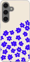 Coque de téléphone compatible avec Samsung Galaxy S25 - Bloem - Blauw - Motifs - Coque en Siliconen