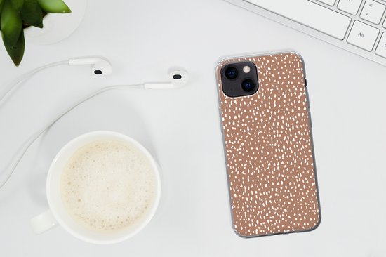 Coque de téléphone compatible avec iPhone 13 - Motifs à pois - Wit - Marron - Siliconen