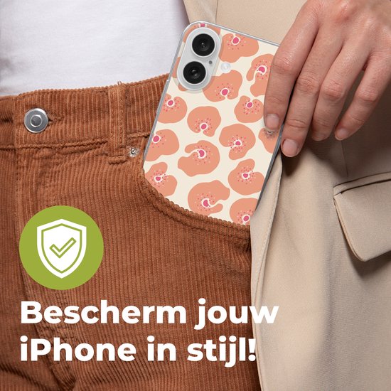 Telefoonhoesje Geschikt voor Apple Iphone 16 hoesje - Bloem - Patroon - Abstract - Siliconen Telefoonhoesje Telefoonhoesje