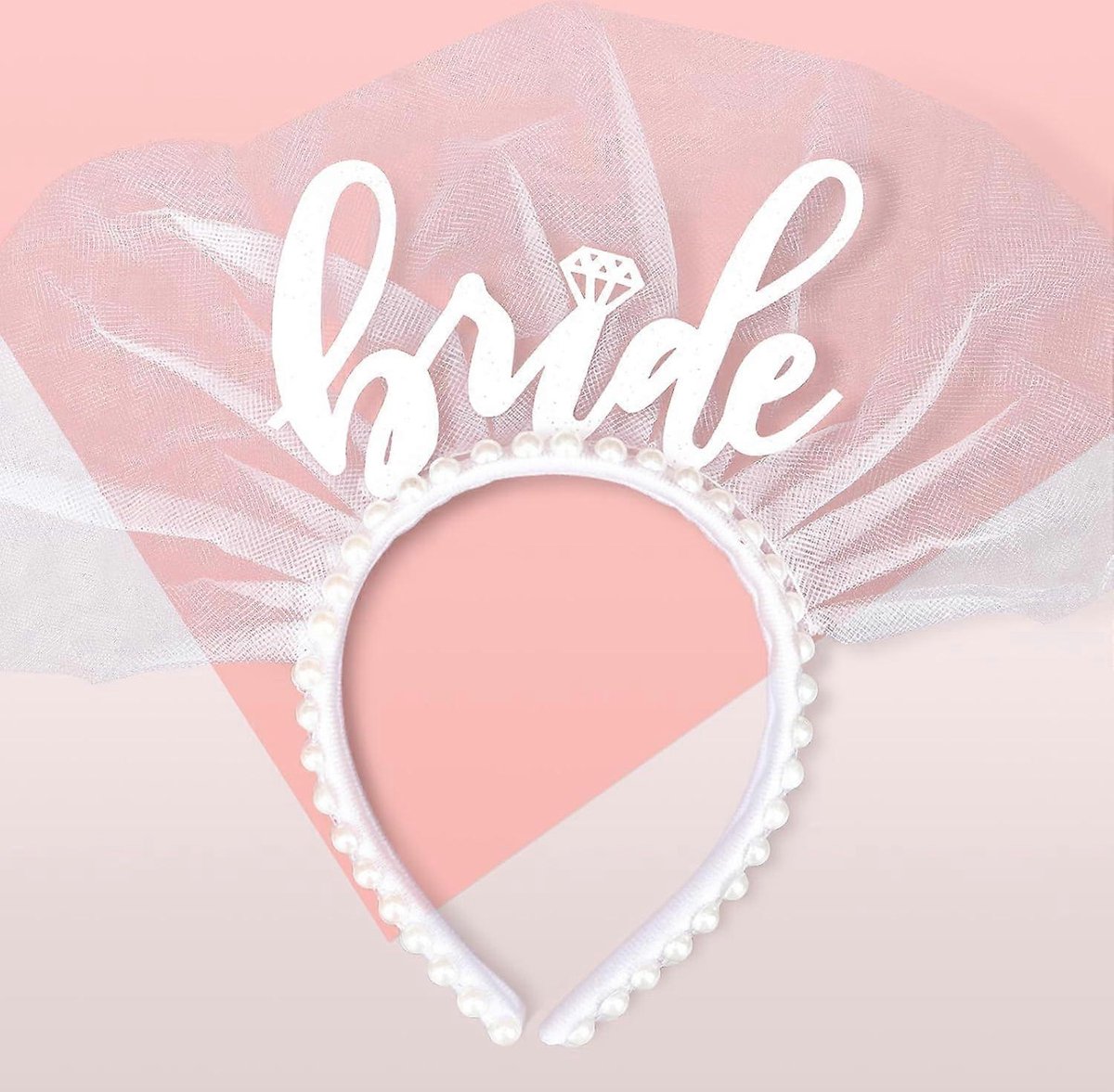 Joya Party® Bride Parel Haarband Vrijgezellenfeest | Vrijgezellen feest Decoratie | Sluier Bruid Accessoire | Witte Bruid | Haar band Bruiloft | Geschenk Bruidsmeisje