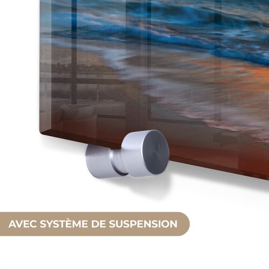 Tableau sur Verres - Tableau sur verre - Coucher de soleil - Horizon - Mer - Nuages - Décoration murale - Tableau mer - Photo sur verre - Verre acrylique - 120x60 cm - Décoration murale
