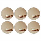 Dessous de verre Cuillère - Riz - Bois - Beige - 10x10 cm - 6 morceaux - Sous pour Verres et Tasses