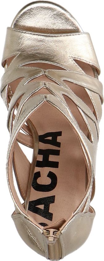 Sacha - Dames - Gouden opengewerkte sandalen met hak - Maat 37