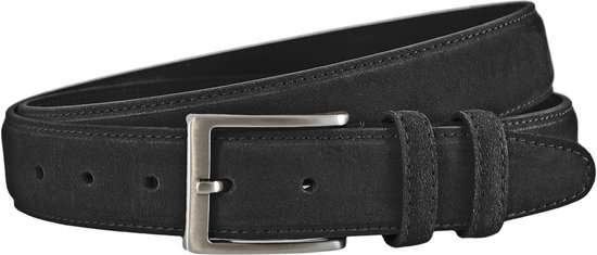 Landley Suède Leren Heren Riem - Pantalon Riem Leer - Broekriem Mannen - Zwart - Lengte totaal 130 cm / Riemmaat 115