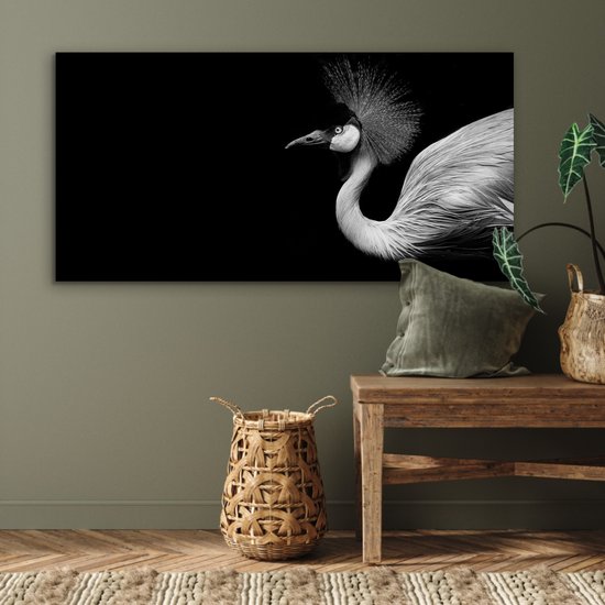 Décoration murale Métal - Peinture Aluminium Industrielle - Grue - Zwart - Wit - Vogel - Animaux - 120x60 cm - Dibond - Photo sur aluminium - Décoration murale industrielle - Pour le salon / chambre