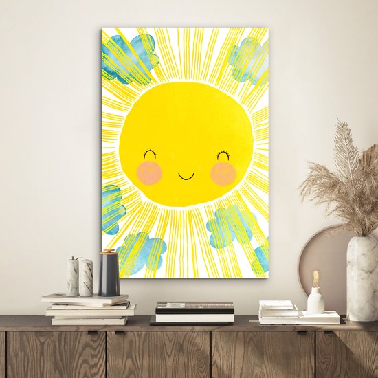 Décoration murale Métal - Peinture Aluminium Industrielle - Soleil - Jaune - Enfants - Illustration - 40x60 cm - Dibond - Photo sur aluminium - Décoration murale industrielle - Pour le salon / chambre