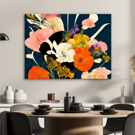 Décoration murale Métal - Aluminium Peinture Industriel - Fleurs - Vase - Tableau - Plantes - 80x60 cm - Dibond - Photo sur aluminium - Décoration murale industrielle - Pour le salon/chambre