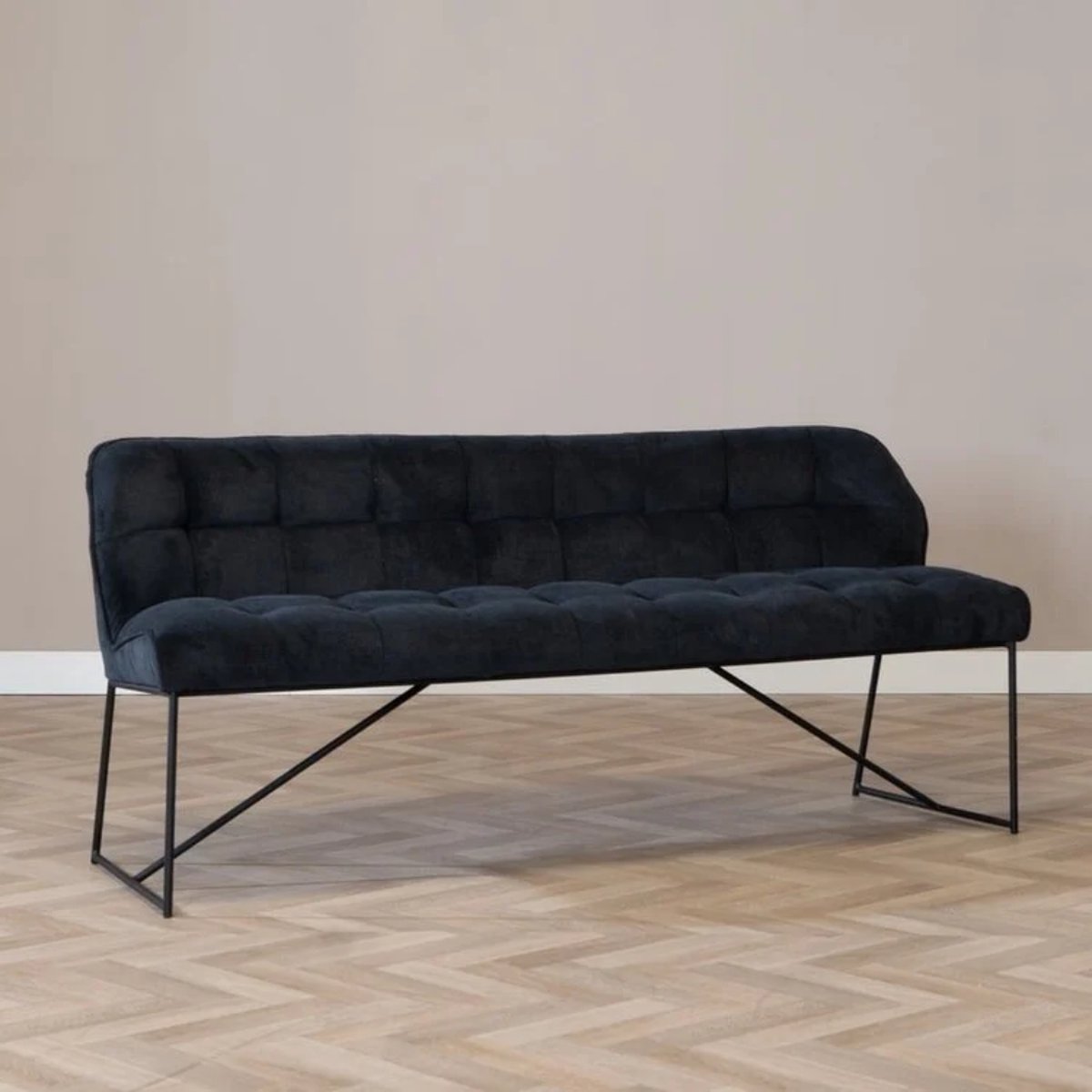 Bronx71® Scandinavische eetkamerbank Jelle zwart 155 cm - eettafelbank - eetbank