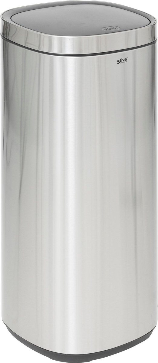 5Five Drukknop Afvalemmer - Soft close - 50L - Grijs