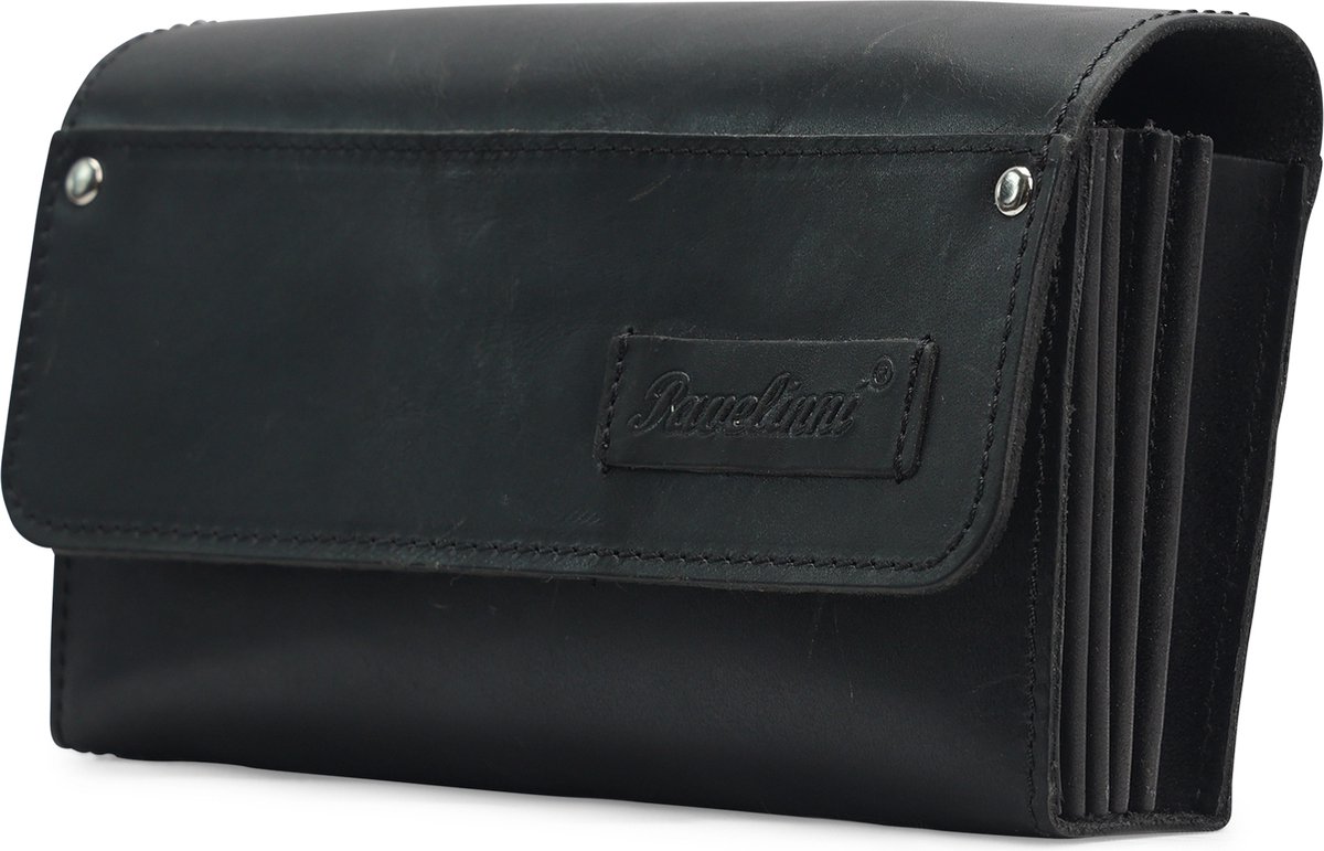 Pavelinni | Gladiator | Horeca Portefeuille | Buffelleder | Klittenbandsluiting | Zwart | 20x13x7 cm (DC07106ABL)