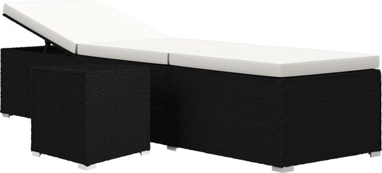 vidaXL Ligbed Poly Rattan - Verstelbaar - Inclusief Kussen