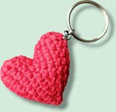 Knuffelsenzo - 1x Hart - Gehaakt - Kado - Rood - Valentijn - Geschenk - Tassenhanger - Versiering - Liefde