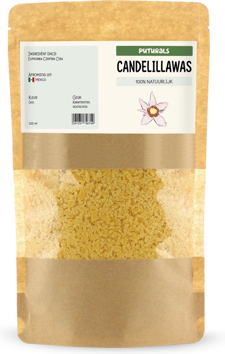 Goedkoopste Candelillawas 100 Plantaardig & Puur - 250gr - Geschikt voor Huid en Haar - Candelillawas heeft Hydraterende en Beschermende eigenschappen - Gebruik om Zelf Kaars of Lippenbalsem te Maken - Puur en Plantaardig Candelilla Wax