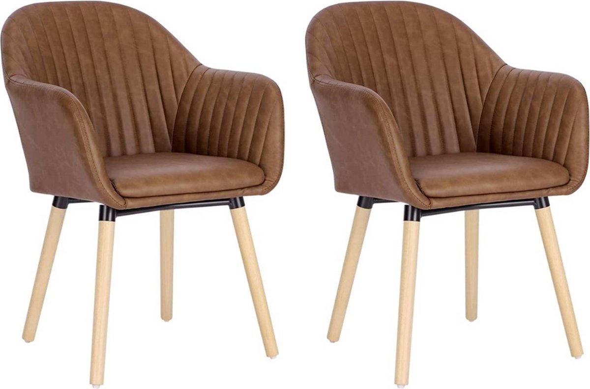 Kunstlederen Eetkamerstoelen met Armleuning - Eetkamerstoel - Stijlvol, Ergonomisch - Set