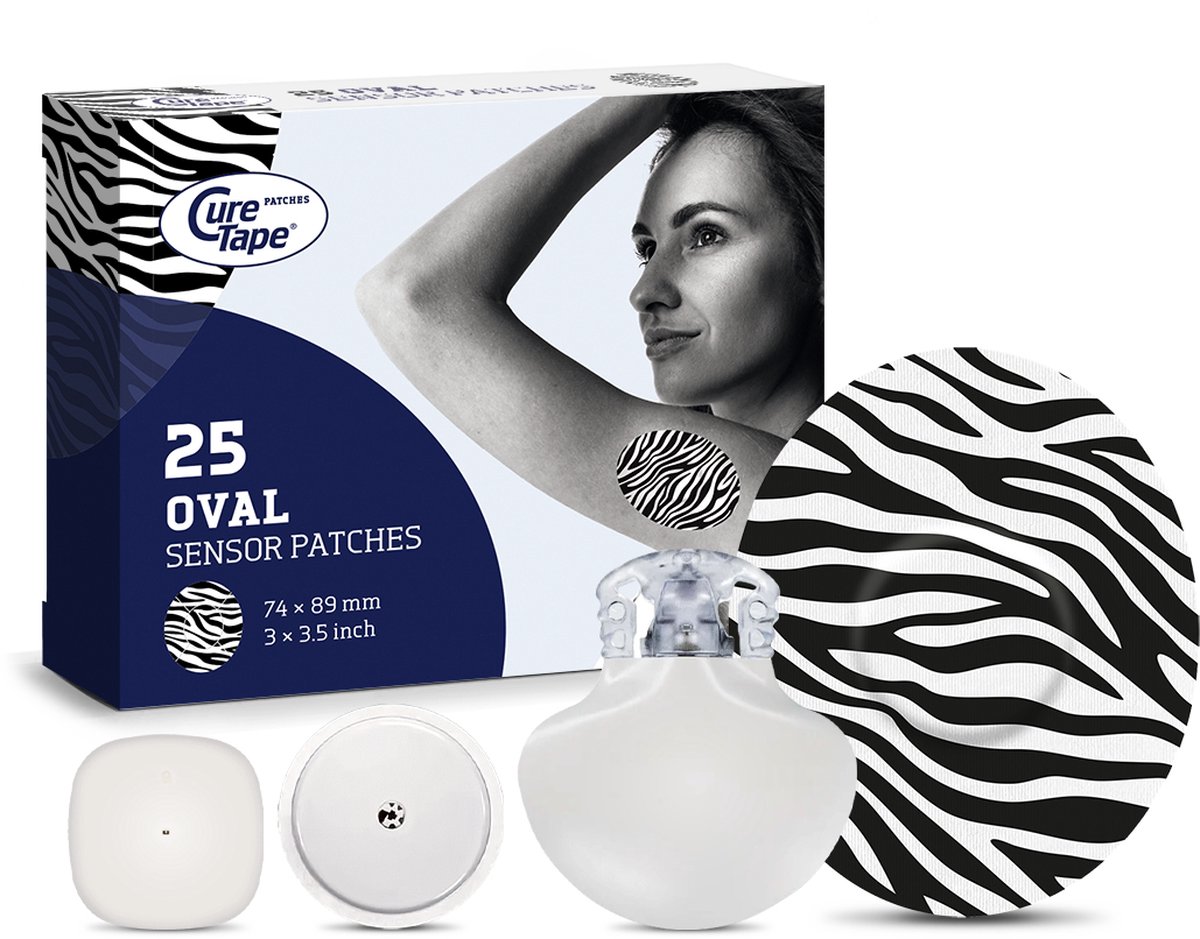 Goedkoopste CureTape Patches ART - Sensor Pleisters - Zebra - Pleisters voor Freestyle Libre, Dexcom en Medtronic Guardian sensoren - 25 Stuk(s