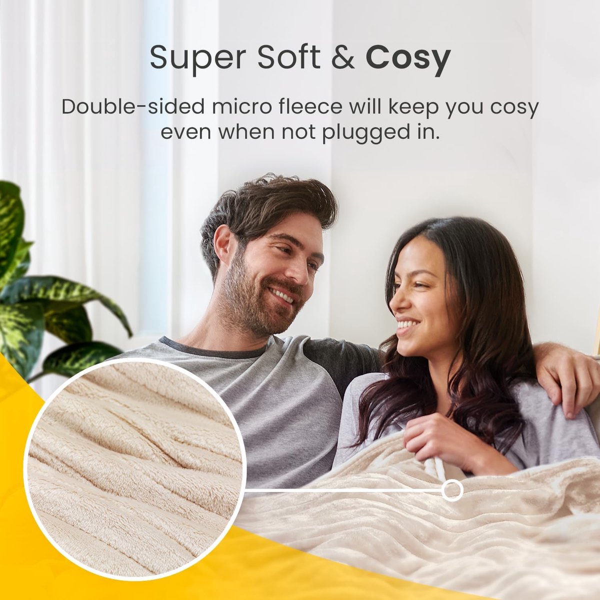 Cosi Home – Elektrische Deken – Luxe Zachte Fleece - 180 x 130 cm Warmtedeken met 10 Warmtestanden, 10-Uurs Timer en Oververhittingsbeveiliging – Machinewasbaar – Beige – foto 7