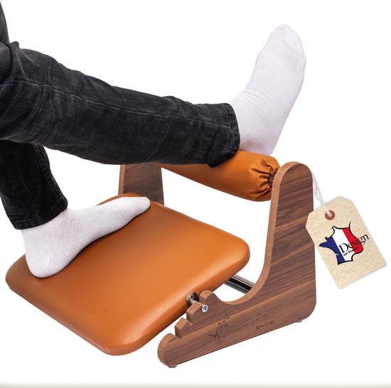 MSZERONE Voetensteun - Voetenbankjes - Ergonomisch Voetenbankje Bureau – Verstelbaar in 3 hoogtes - Voetsteun Kantoor- Houten Voetenbankje voor Thuis & Kantoor – Verstelbaar, Anti-Slip en Duurzaam Ontwerp - Comfort Cuir Plus