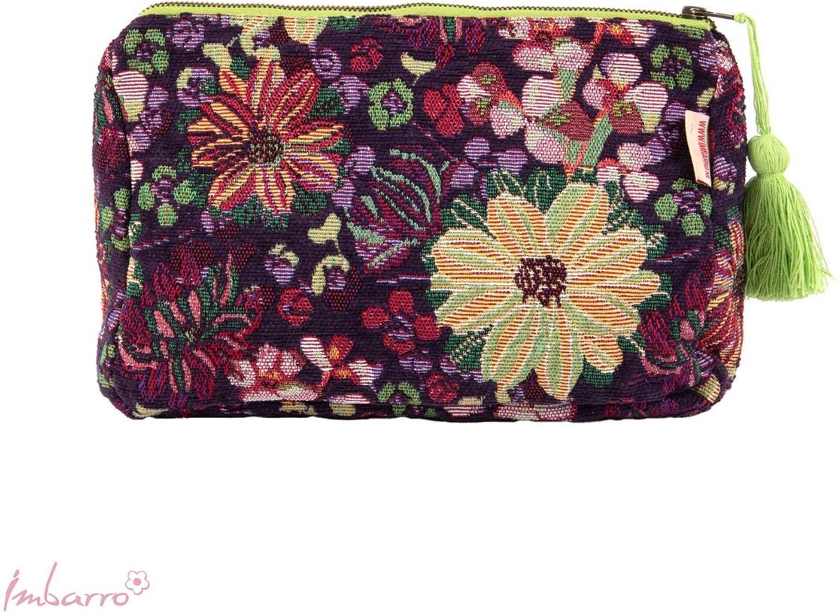 Imbarro - Pouch - Toilettas - Beautybag - Violet - Jaquard - 35x20cm
