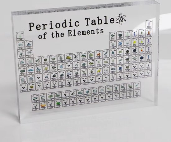 Periodiek Systeem met 83 elementen | Mendeljev | Scheikunde | versie met afbeelding - 11,4x15cm - Kunststof - Voor binnen - Staand