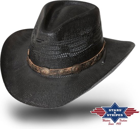Chapeau western Chapeau de paille Stars&Stripes chapeau d'été FRESNO taille L