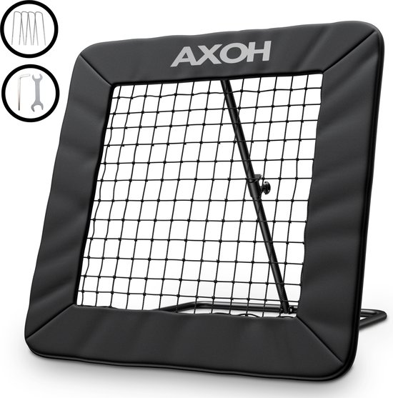 Verstelbare Rebounder - 84x84cm - Kickback - Tchouck - Inclusief Grondankers - Voetbal Bouncer - Voetbal Trainingsmateriaal - Zwart