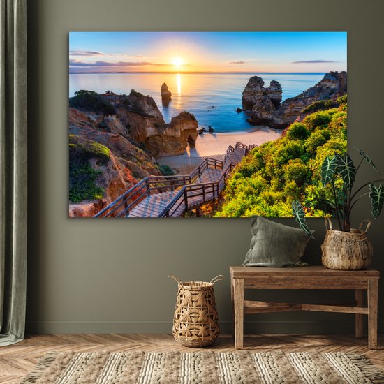 Décoration murale Métal - Peinture Aluminium Industrielle - Plage - Mer - Portugal - 180x120 cm - Dibond - Photo sur aluminium - Décoration murale industrielle - Pour le salon / chambre