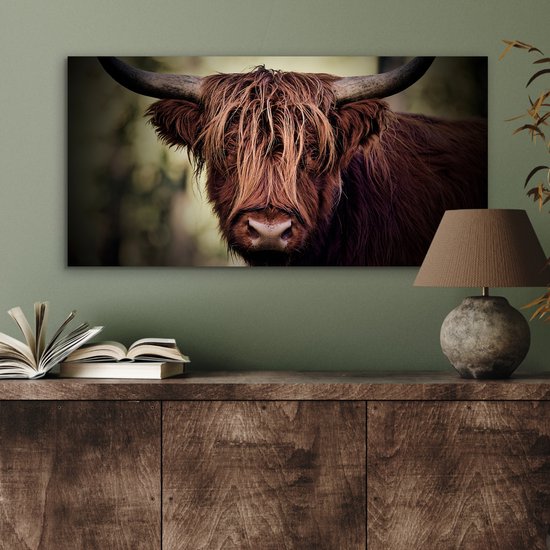 Tableau aluminium 80x40 cm - Décoration murale métal - Highlander écossais - Lumière - Portrait - Nature - Décoration murale métal salon - Décoration industrielle - Photo sur dibond - Accessoires industriels chambre