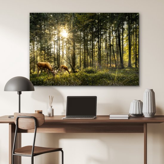 Décoration murale Métal - Aluminium - Cerf - Nature - Forêt - 120x80 cm