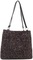 Schoudertas Leopard - Grijs | 33 x 26 x 10 cm | Polyester/PU Leder | Fashion Favorite