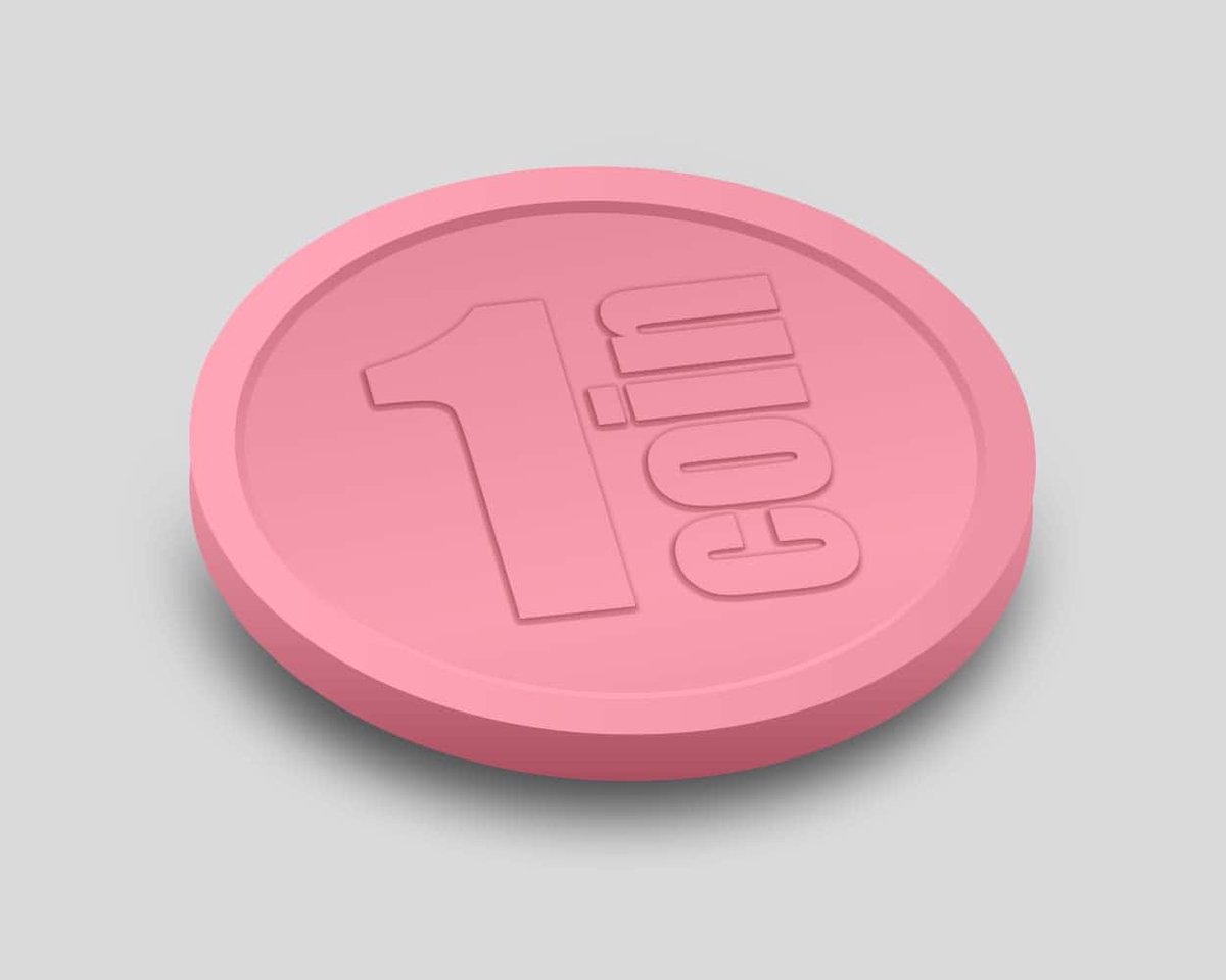 Reliëfmunten 1 Coin 29mm / Consumptiemunten / Betaalmunten (per 250 stuks) - ROZE