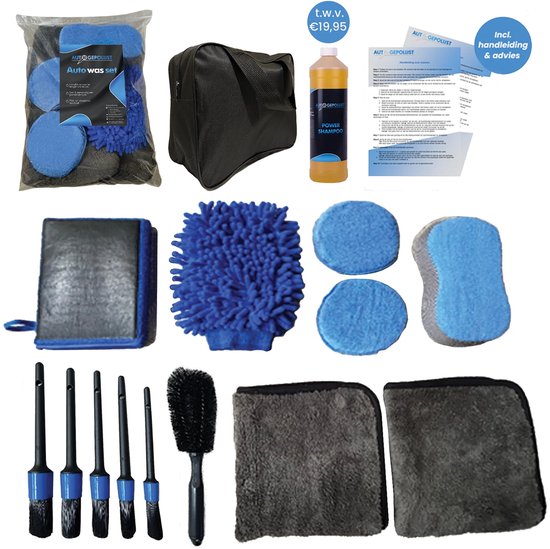 Auto Gepolijst auto was set – shampoo – borstel