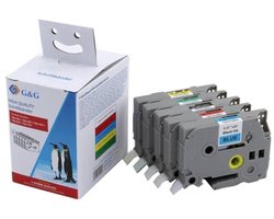 Labeltape Set van 5 stuks G&G BB-B-G-TZE-MP5 Compatibel vervangt Brother TZe-231, TZe-431, TZe-531, TZe-631, TZe-731 Ta