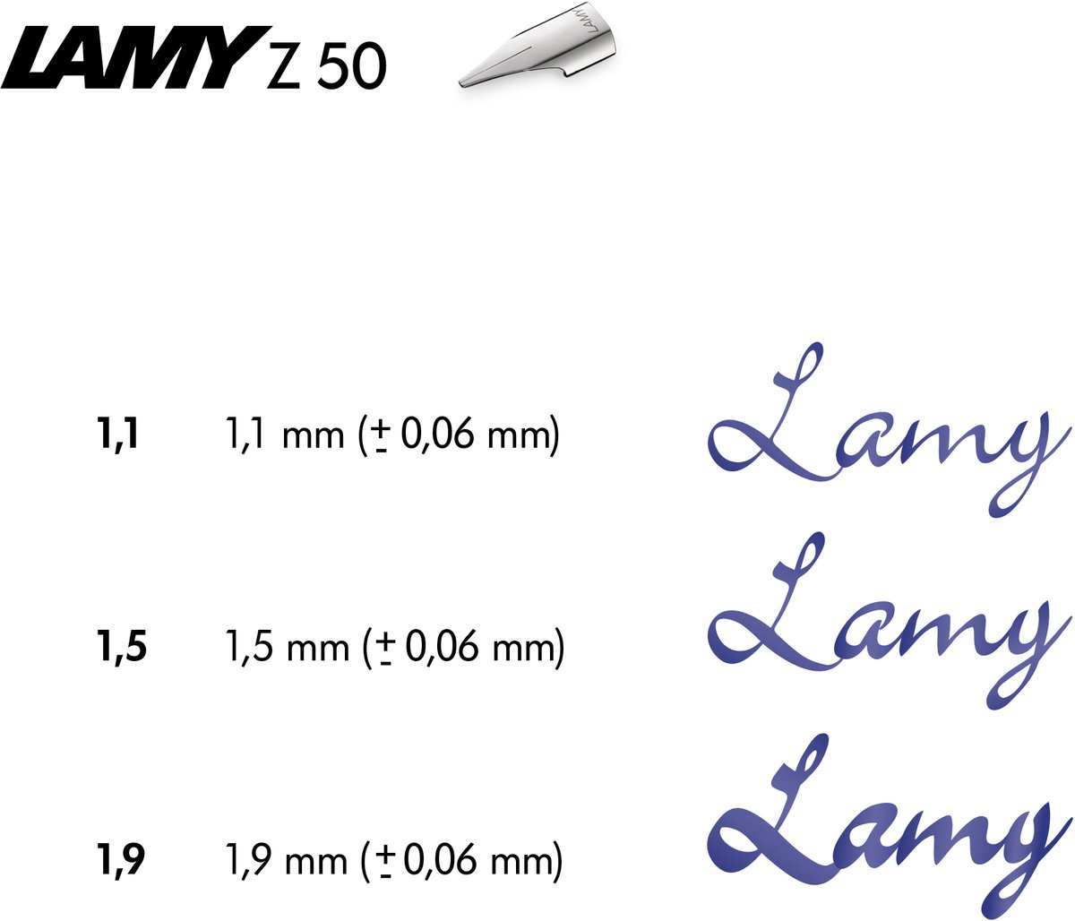 LAMY Joy Black Kalligrafie Vulpen Set – Mooischrijfpennen met 3 verschillende nibs (1,1/1,5/1,9 mm) – Vulpen met bandzugpenpunt en ergonomisch handvat – inclusief 5 Tintenpatronen T 10 blauw — afbeelding 7