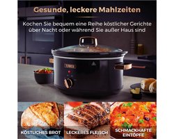 Infinity Slowcooker - 6.5L - 270W - 3 Kookstanden - Warmhoudfunctie - Zwart En Roségoud - Huishoudelijke Apparaten