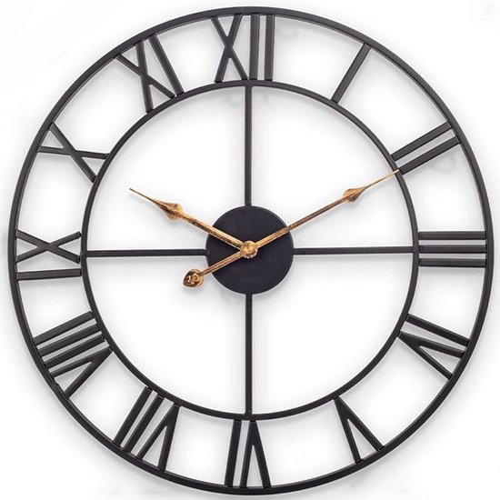 MKSS® Klok - Wandklok Modern - Klokken - Industrieel - 35cm - Zwart