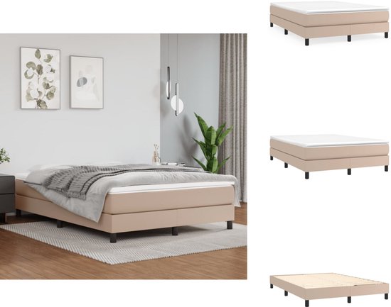 The Living Store Sommier tapissier simili cuir cappuccino 140x200 cm - Sommier tapissier - Sommier tapissier - Lit - Lit bébé - Meubles de couchage - Cadre de lit - Sommier - Lit double - Sommier tapissier - Lits - Lits Berceaux