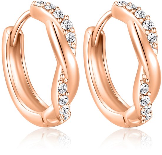 Malinsi® Oorbellen Dames Form Diamant - Rose Gold Plated RVS 15mm - Sieraden Oorringen Vrouw - Oorstekers meisje